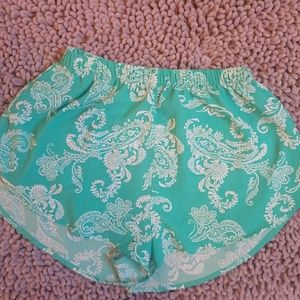 Teal/white patterned shorts